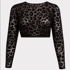 MESH LEOPARD LONG SLEEVE UNDER-IT-ALL CROP TOP